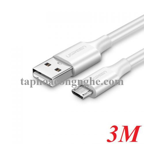 Ugreen 60223 3M micro usb 2.0 màu Trắng Cáp hỗ trợ sạc nhanh và truyền dữ liệu US289 30060223